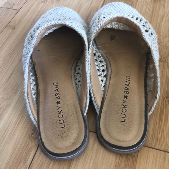 Lucky Brand beige crochet slip on flat mules - Picture 4 of 4